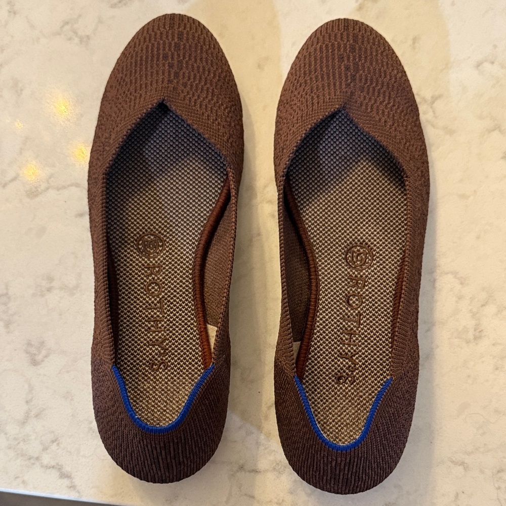 Rothy's Brown Flats with Blue Accent